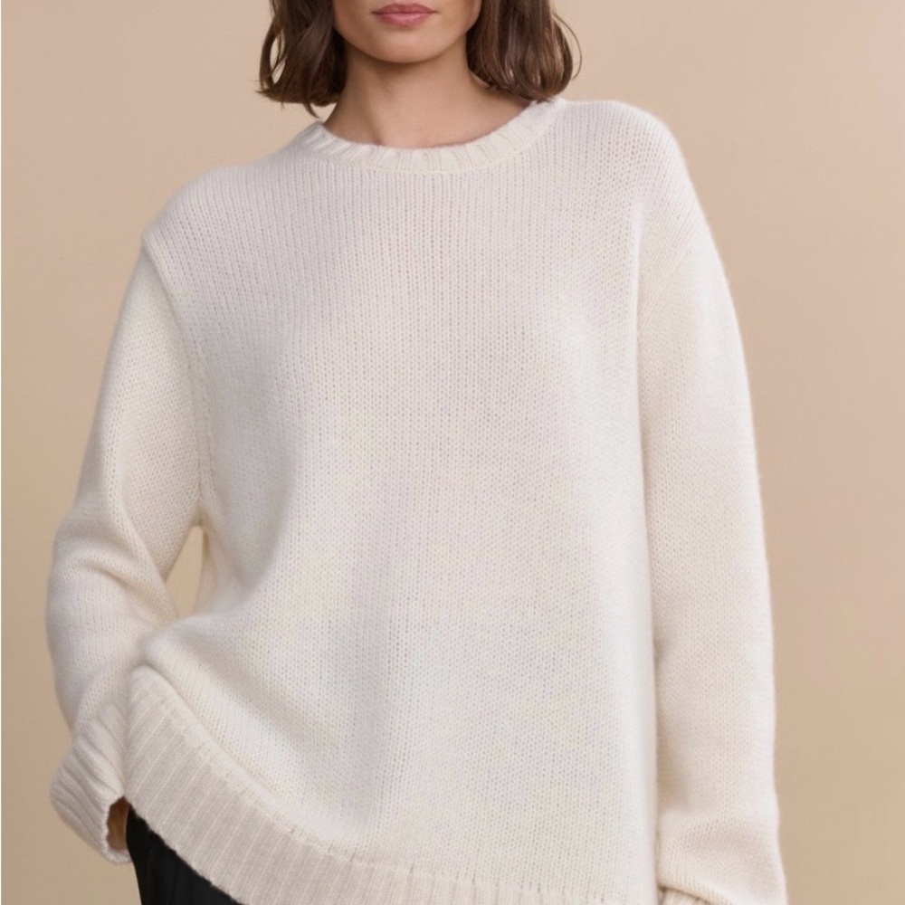 Jenni Kayne Cream Crewneck Knit Sweater